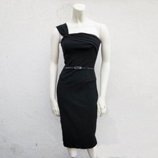 Black Halo Women's One Shoulder Belted Sheath Dress Sleeveless Black Size XS