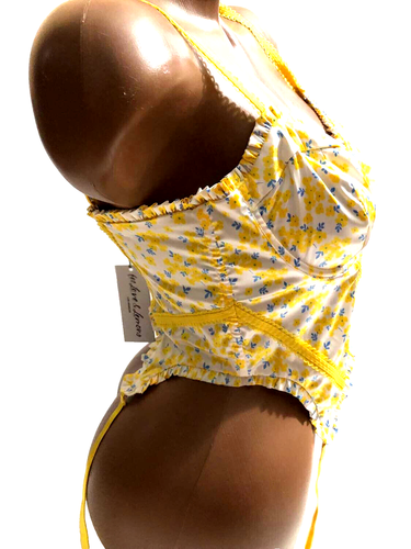 VS For Love And Lemons Daffodil Bustier Yellow Floral Medium NWT - Picture 2 of 4