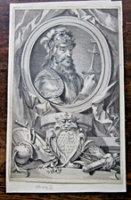 c1734 King Edward III George Vertue? Rapin-Thorays Antique Print SCARCE PROOF