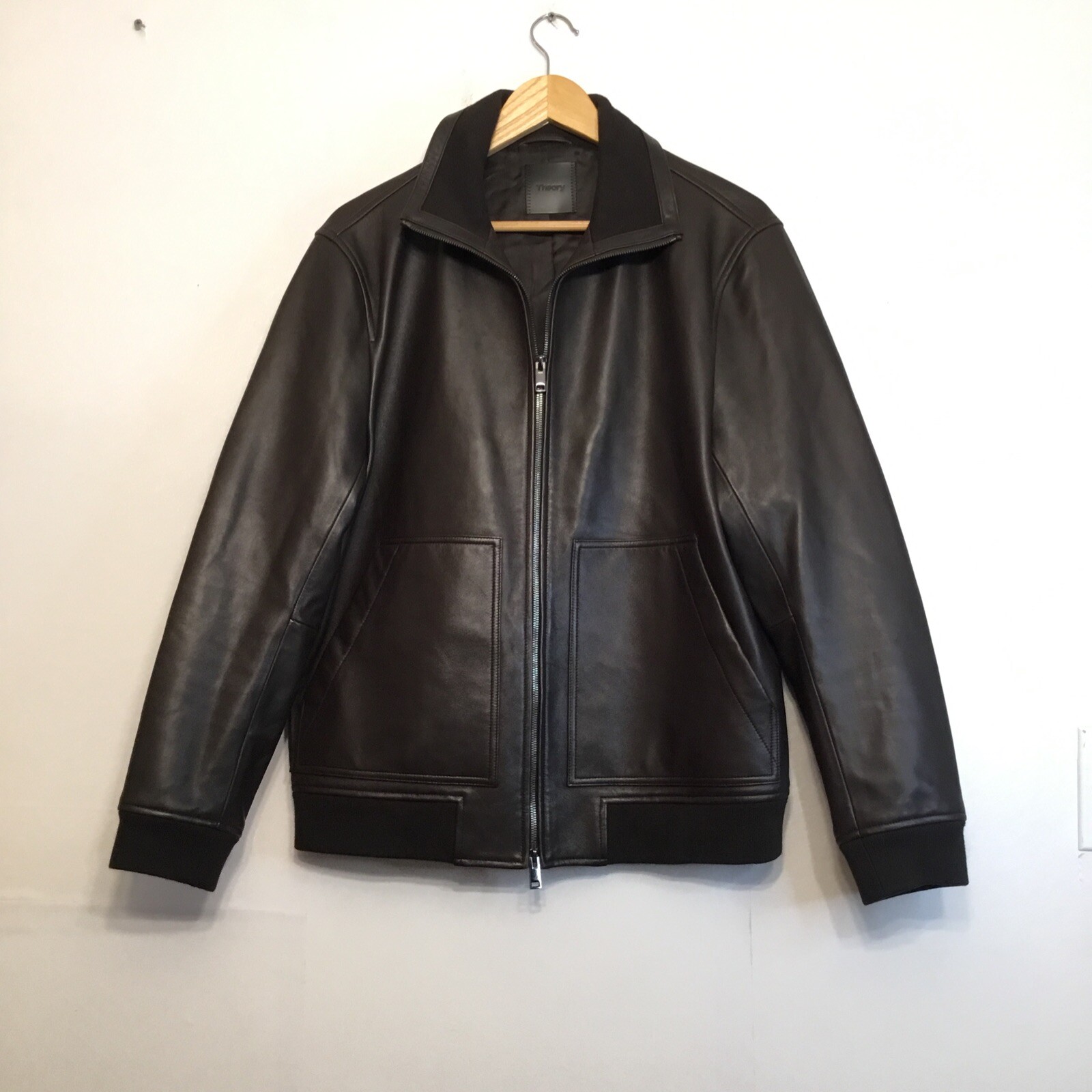 Theory Men’s Landan Supreme Lamb Leather Jacket: Size M: Brown (132)