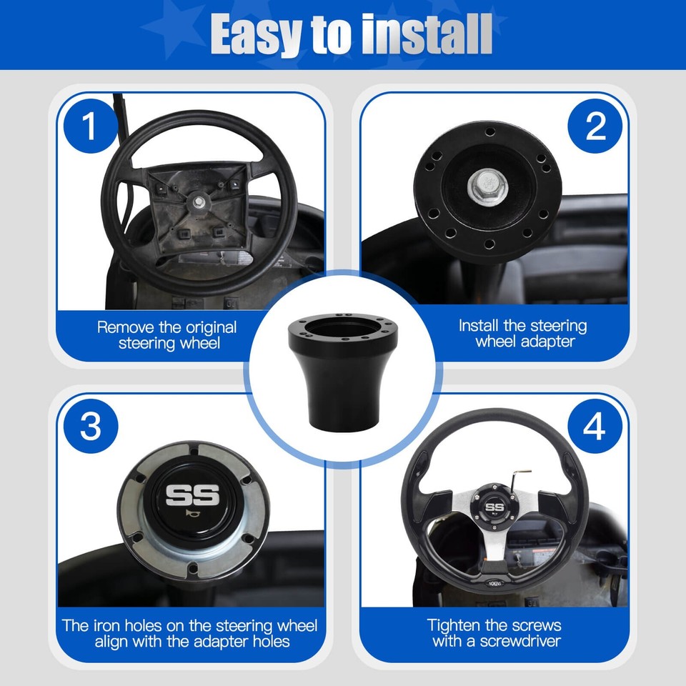 NOKINS YI Type Golf Cart Steering Wheel Adapter compatible ICON Golf