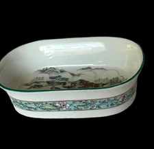 VTG BEN RICKERT Inc. Oval Soap Dish Oriental Landscape Fine China Made in Japan