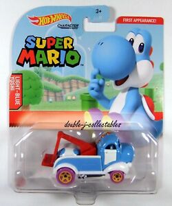 Hot Wheels Super Mario Character Cars Light Blue Yoshi & Mario Bundle NEW