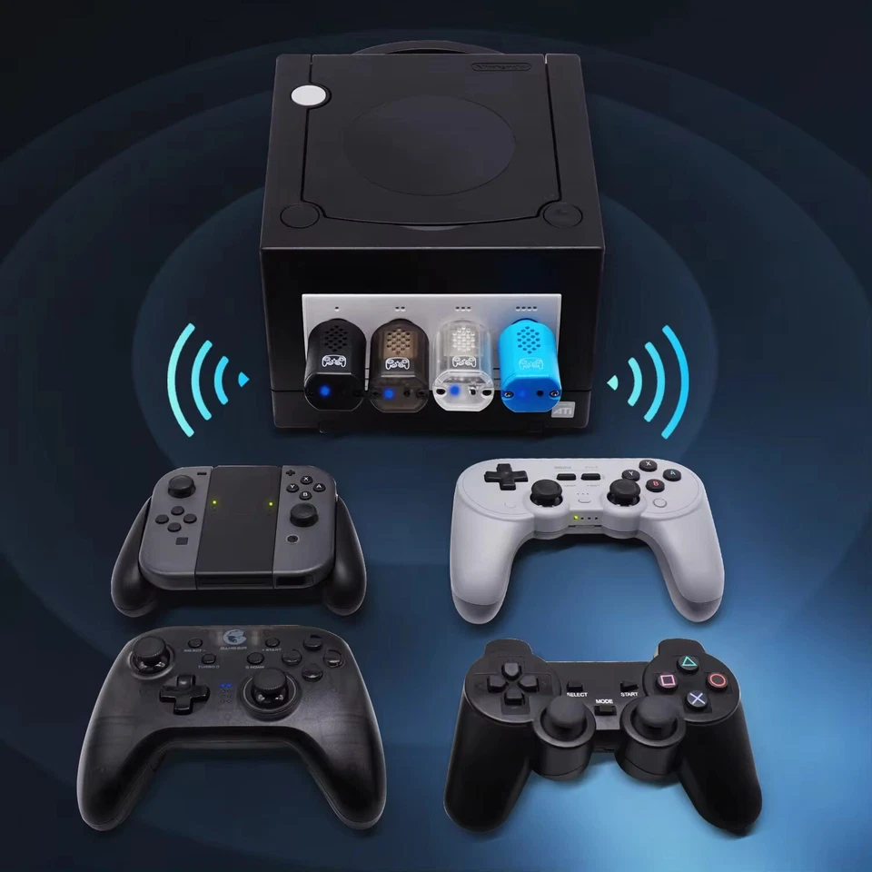 Gamecube Wireless Controller & Wii Bluetooth Receiver Wavebird Blue Retro UK - Image 3 of 4