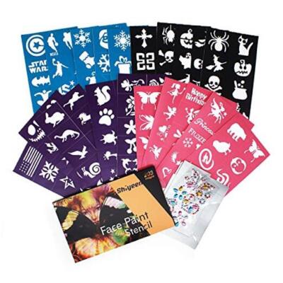 Face Paint Stencil Stickers for Painting Kit (200 Pieces) Thick Tattoo Stencil 