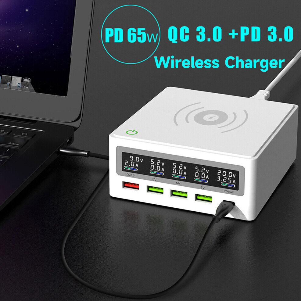65W 110W GaN USB-C 5-Port Hub Fast Charger Adapter for Phones & Laptops  