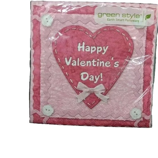 Servilletas Estilo Verde Feliz Día de San Valentín 13"X13" 20 x3 y 10"x10" 20 Ct 2 Capas Nuevas Foto 2 de 4