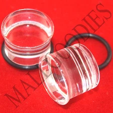 V135 Clear Acrylic Single Flare Solid Ear Plugs 14G to 1-1/4" 2.5mm to 32mm
