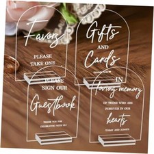 4pcs Clear Acrylic Wedding Signs for Ceremony and Reception, 5x7 Inch Set of 4