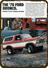 1978 FORD BRONCO SUV 4X4 Truck Vintage-Look-Edge DECORATIVE REPLICA METAL SIGN