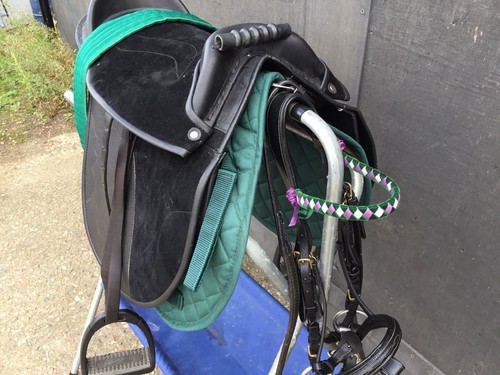 Shetland Pony Saddle Set,bridle,bit,stirrups,girth,leathers, Green (Ref SS3) - Bild 2 von 14
