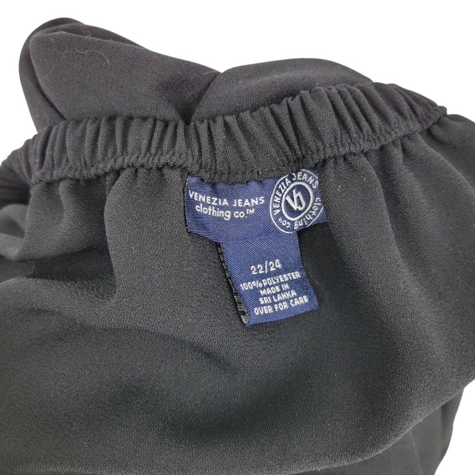 vtg Venezia Black Midi Skirt Plus Size 22/24 Goth Minimalist Capsule whimsigoth - Image 3 of 3