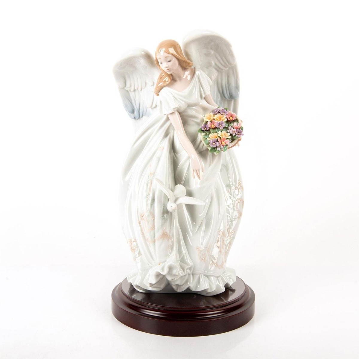 Lladro Large Angel with Doves and Flowers - Limited Edition Lladro Large Angel with Doves and Flowers - Limited Edition