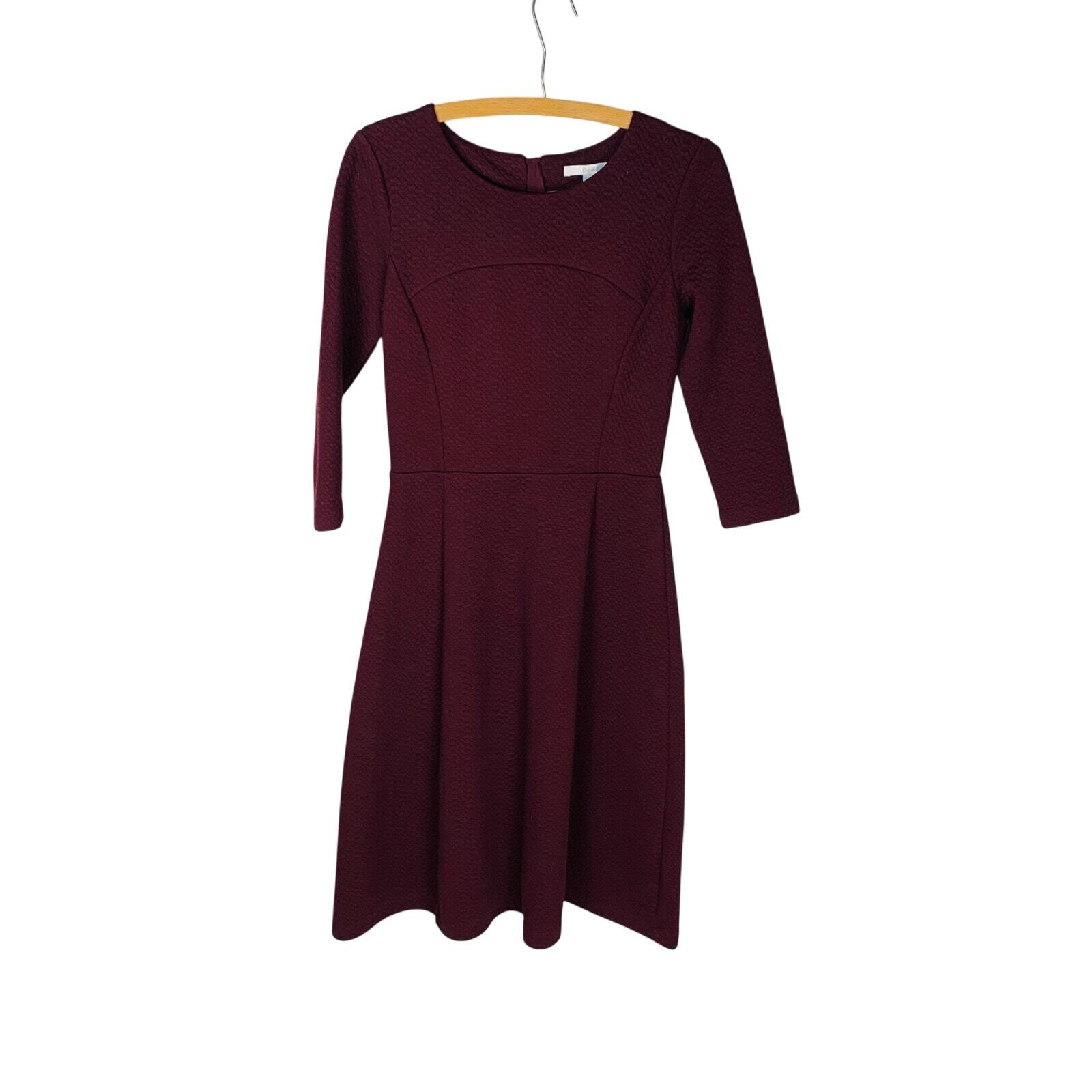 Boden Burgundy Quilted Curved Flare Midi Dress - Size 6L