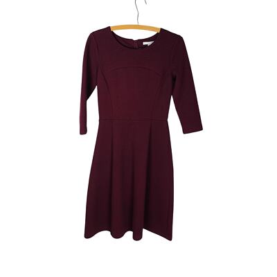 Boden Burgundy Quilted Curved Flare Midi Dress - Size 6L | eBay