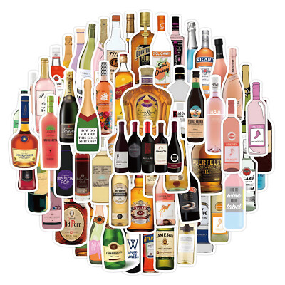 60 Stück Champagner Bier & Wein Alkohol Flasche Sammlung Aufkleber Weinkeller Aufkleber