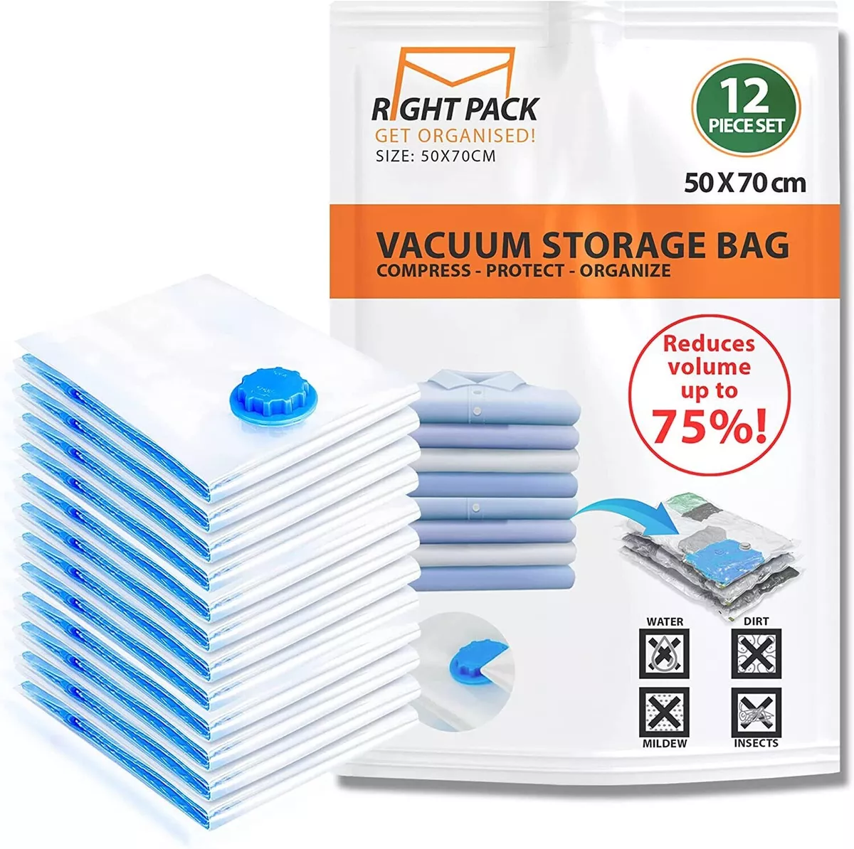 12 X LARGE SPACE SAVING STORAGE VACUUM BAGS CLOTHES BEDDING