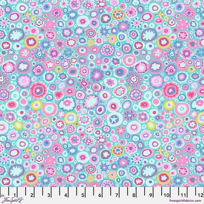 KAFFE FASSETT PAPERWEIGHT GP20 AQUA COTTON GEOMETRIC FABRIC 1/2 YARD