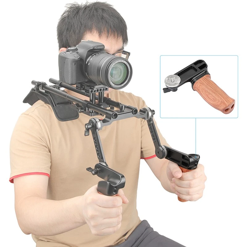 Empuñadura de madera CAMVATE con roseta ARRI M6 rosca tornillo conexión para plataforma de cámara Foto 3 de 4