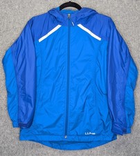 LL Bean Kids Trail Model Rain Jacket Fleece Lined Blue Size Large 14-16