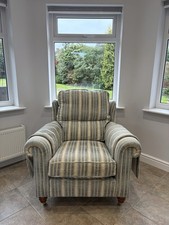 Luxurious Duresta Armchair in Premium Striped Upholstery – Excellent Condition