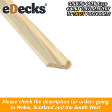Pack of 28 x W186 Pine Hockey Stick 20mm x 8mm x 2.4m Moulding Cheap