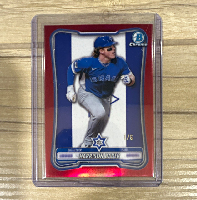 2026 Bowman Chrome WBC Harrison Bader WBC-78 True Red Refractor 1/5 Israel Rare!