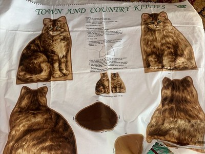 Vintage Cut and Sew Cat Pillows VIP Cranston Print Works Old Fashioned Cat Kitty