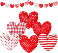 18 Pcs Valentine'S Day Fabric Heart Ornaments for Tree 3.5 Inch Fabric Hanging G