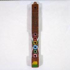 Tribal Indigenous Tarka Flute Wood Hand Carved Painted Inca Tribal Folk Art