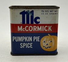 Old Kitchen Find Vintage 1950s McCormick Pumpkin Pie Spice Advertising Tin Can