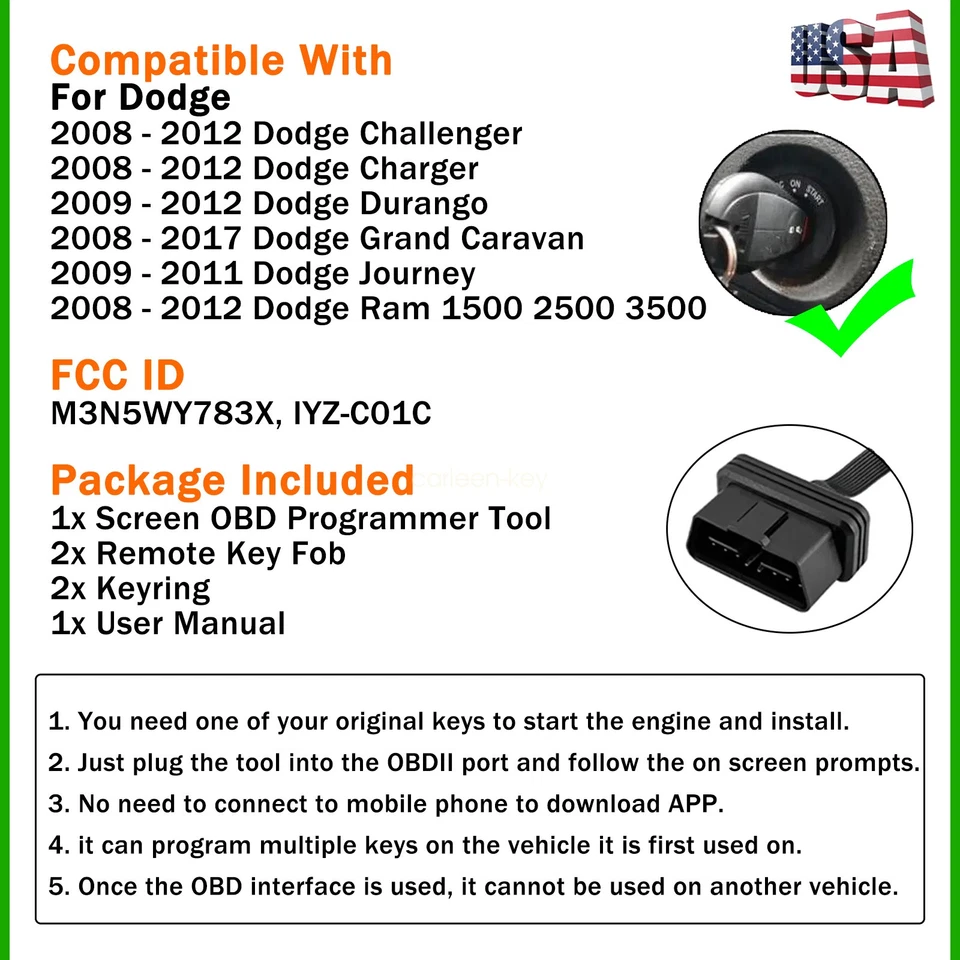 Nuevo 2x Mando a distancia para coche 4B + Kit de herramientas para Dodge Ram 1500 2500 3500 2008-2012 Foto 2 de 4