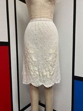 EUC Vintage 50s 60s Embroidered Applique Ivory Lace Skirt Slip Small