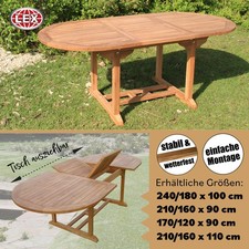 Teak Tisch Gartentisch Garten ausziehbar Esstisch Holztisch Größe wählbar