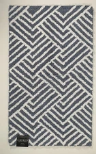 Ralph Lauren Bathroom Rug Blue 21 x 34 Resistant Anti-Slip Chevron Herringbone