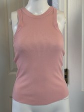 Zara Ribbed Knit Tank Top Pink Sleeveless Stretch Crew Neck Women  s Size Small