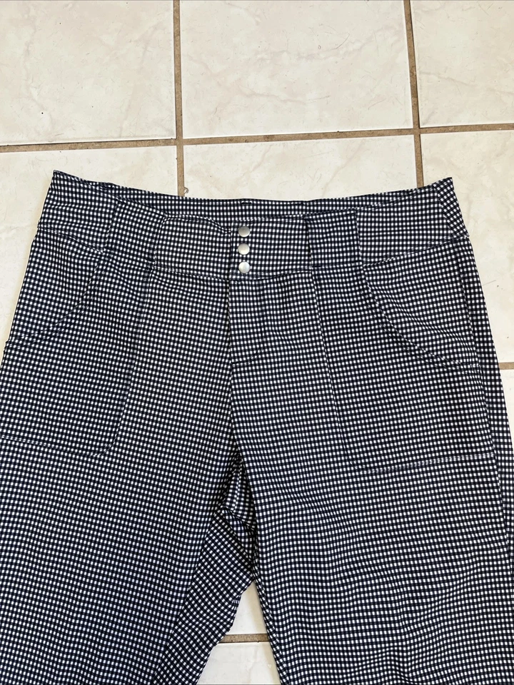 JOFIT NEW! Navy Blue Micro Plaid Check Stretch Golf Slim Leg Pants Sz 6 - Image 2 of 4