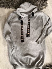 Kuschel Pullover ,Kapuze  , Gr S/M, Grau,  Schmuckelemente
