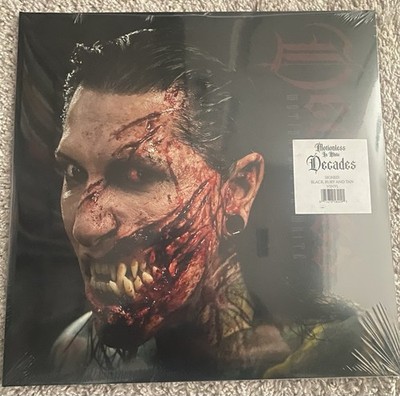 MOTIONLESS IN WHITE - Decades SIGNED CARD Dark Cover Black/Ruby/Tan Galaxy Vinyl