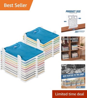 Compact Stackable T-Shirt Organizer - 20 Durable Bins for Closet Efficiency
