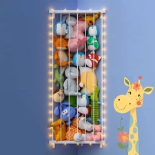 Corner Stuffed Animal Storage Net - Stuffed Animals Holder with Lights - Plus...