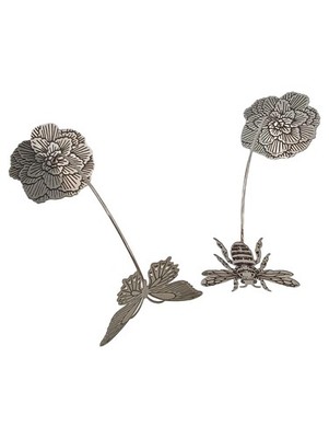 PartyLite Ohrstecker Biene Schmetterling Silber Metall Naturbezogen Damen 11 cm