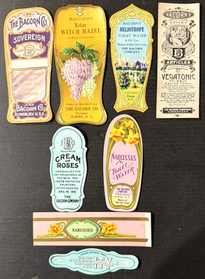 Vintage Lot of Six (6) Bacorn Company Perfume Labels ''Superb Graphics'' - ''NOS''