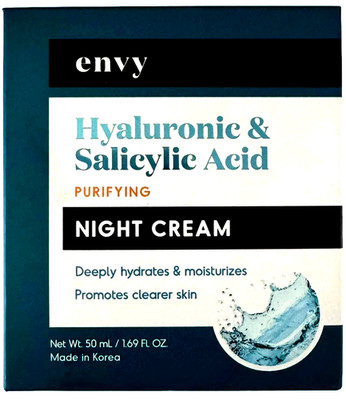 ENVY Hyaluronic & Salicylic Acid Night Cream 1.69 Fl OZ. SEALED / Purifying