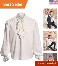 Mens Pirate Shirt Ruffle Victorian Renaissance Medieval Poet Shirt