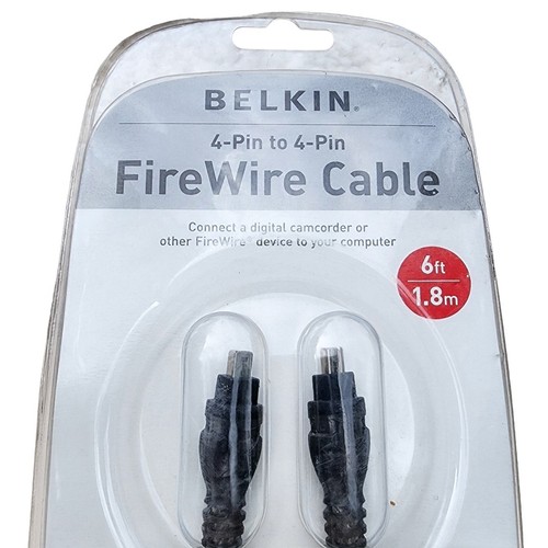 Belkin 4-pin to 4-pin Cable 6 feet Connect Firewire Device to Computer - Picture 2 of 7