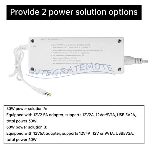 AC 100-220V to DC 5V9V12V Emergency UPS Uninterruptible Power Supply 30W 7500mAh - Bild 10 von 23