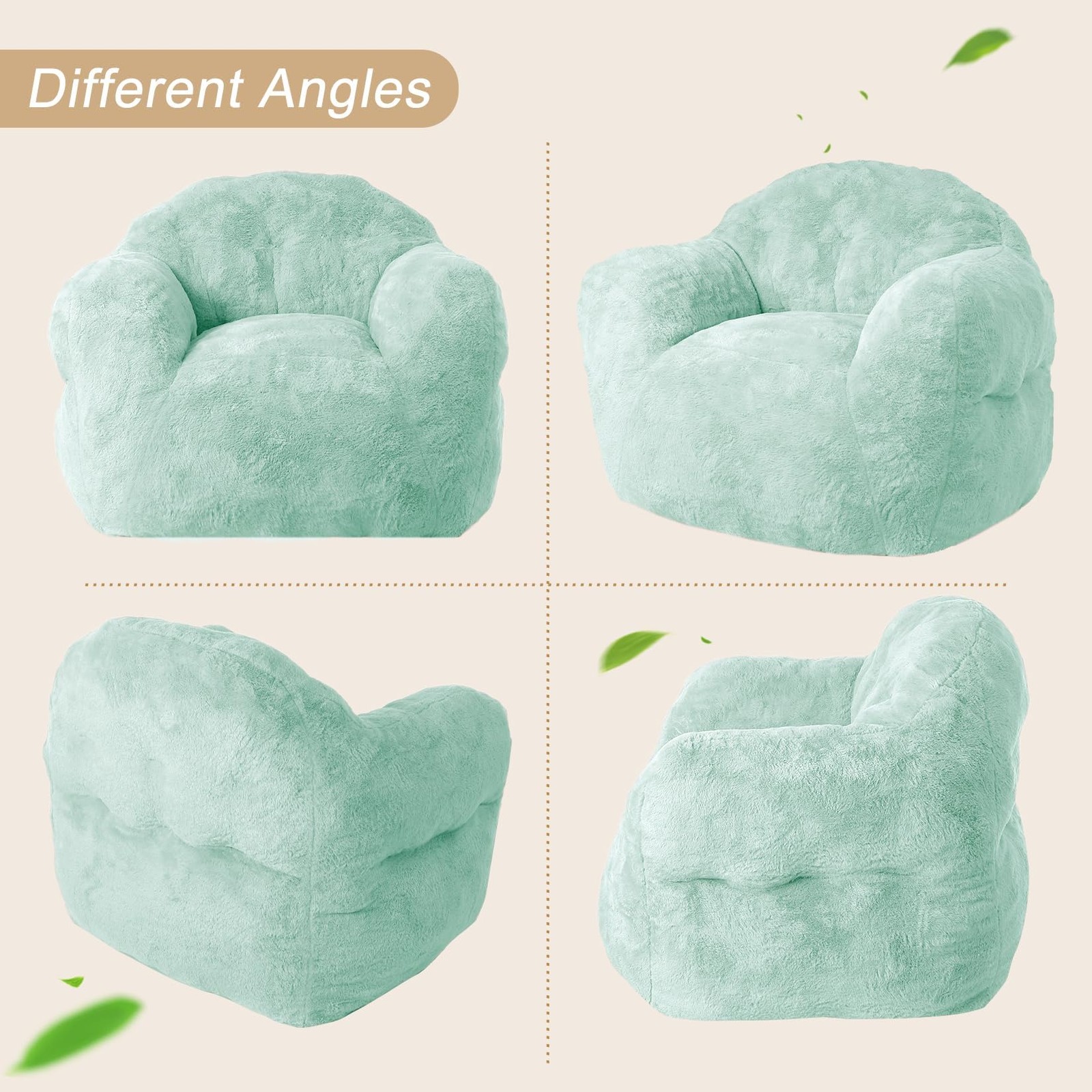 Divano a Sacco per Bambini e Adulti 130x105x85cm Viola/Blu/Beige/Verde/Grigio foto 4