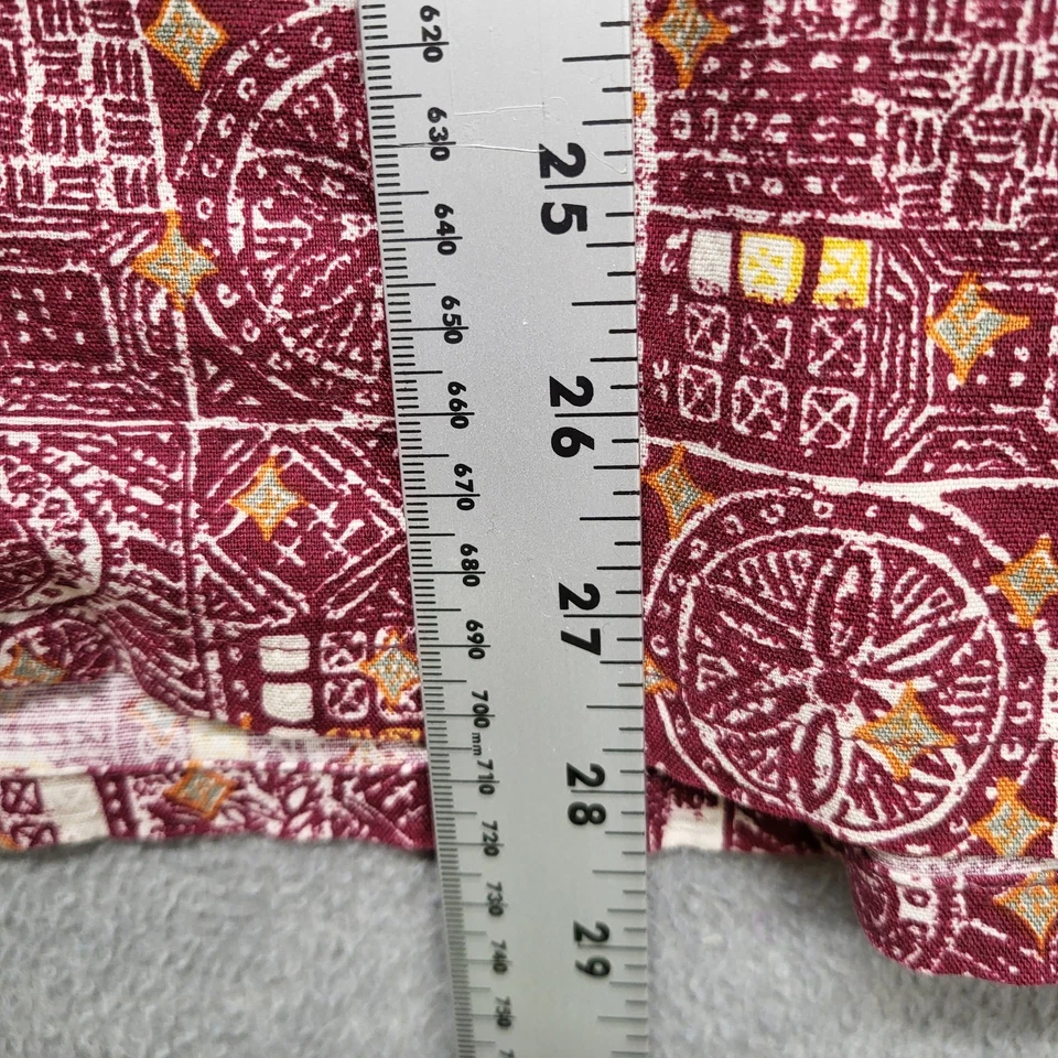 Camisa feminina vintage Columbia com botões grande borgonha geométrica manga curta - Imagem 4 de 4