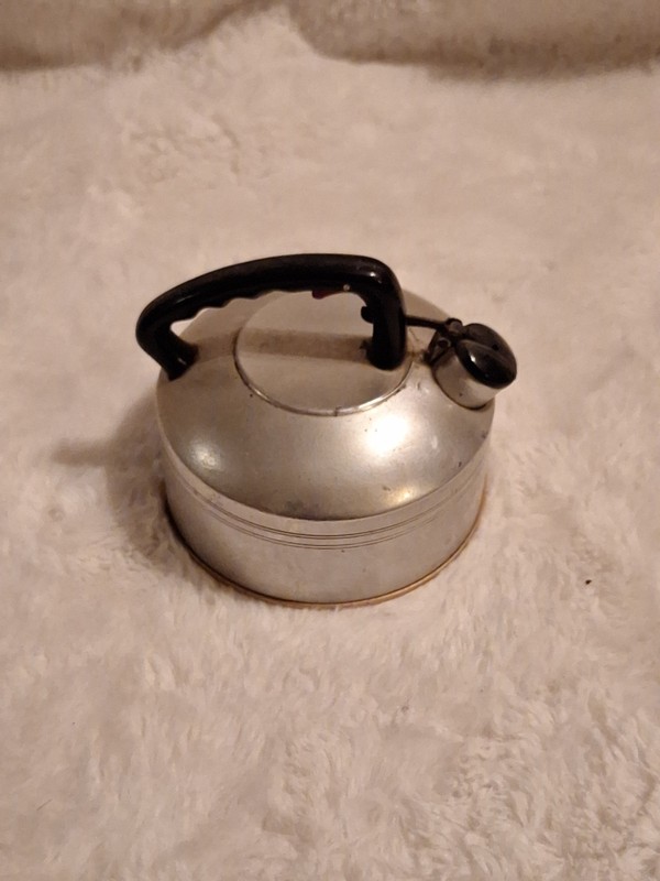 Vintage West Bend Aluminum Whistling Tea Kettle with Black Handle